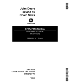 John Deere 30, 40V Chain Saw (Includes OMM95226) Operator's Manual (OMM67287)