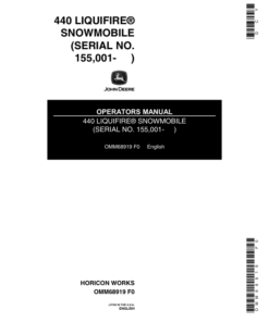 John Deere 440 Liquifire Snowmobiles (155001-190000) Operator's Manual (OMM68919)