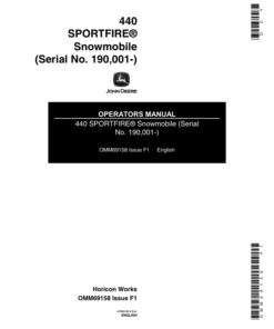 John Deere 440 Sportfire Snowmobiles (190001-222000) Operator's Manual (OMM69158)