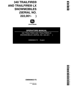 John Deere 340 Trailfire & Trailfire LX Snowmobiles (222001- ) Operator's Manual (OMM69603)