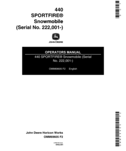 John Deere 440 Sportfire Snowmobiles (222001- ) Operator's Manual (OMM69605)