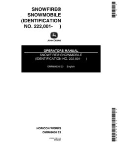 John Deere Snowfire Snowmobiles (222001- ) Operator's Manual (OMM69630)