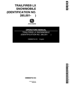 John Deere Trailfire LX Snowmobiles (285001- ) Operator's Manual (OMM69754)