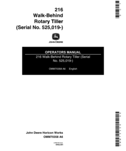 John Deere 216 Walk-Behind Rotary Tiller (525019-) Operator's Manual (OMM70358)