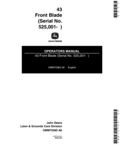 John Deere 43-Inch Front Mount Blade (525001-) Operator's Manual (OMM70360)