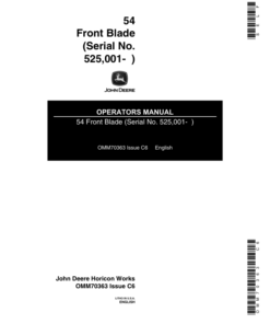 John Deere 54-Inch Front Blade (525001-) Operator's Manual (OMM70363)