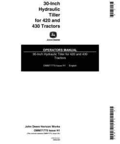 John Deere 30-Inch Hydraulic Tiller for 420, 430 Tractors Operator's Manual (OMM71775)