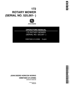 John Deere 172 Rotary Mower (525001-) Operator's Manual (OMM75865)