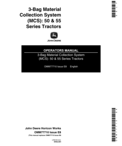John Deere 3 Bag Material Collection System for 50 & 55 Series Tractors Operator's Manual (OMM77710)