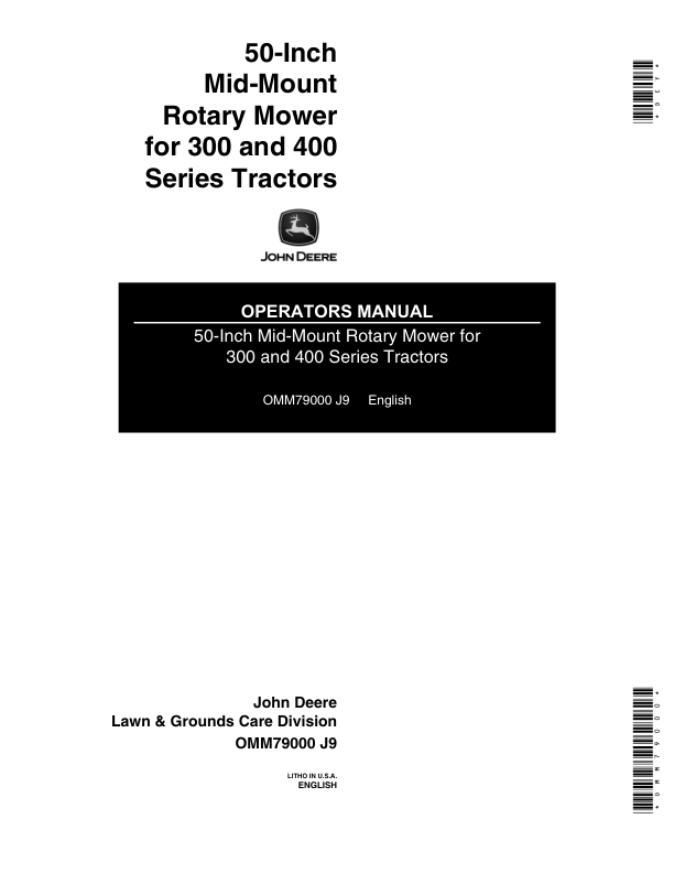 John Deere 50-Inch Mid-Mount Rotary Mower Operator's Manual (OMM79000)