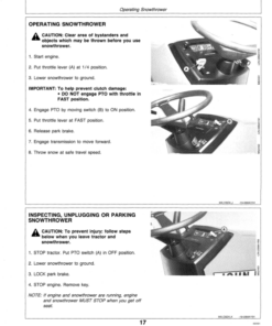 Alternative view of John Deere 38-Inch Snowthrower for 100 Series Tractors Operator's Manual (OMM79212)