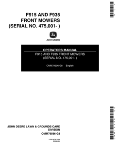 John Deere F915, F935 Front Mower (475001-) Operator's Manual (OMM79596)