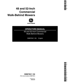 John Deere 48, 52 In. Commercial Walk-Behind Mowers (116001-) Operator's Manual (OMM79611)