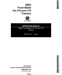 John Deere 380A Front Blade Operator's Manual (OMM79612)