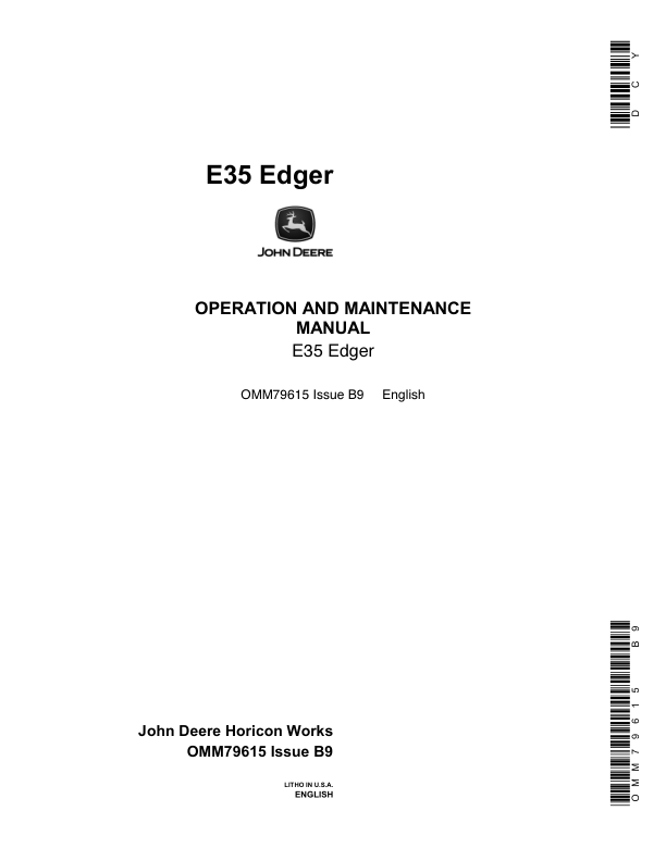John Deere E35 Edger Operator's Manual (OMM79615)