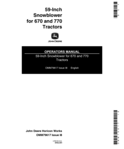John Deere 59-Inch Snowblower (000000-099999) Operator's Manual (OMM79617)