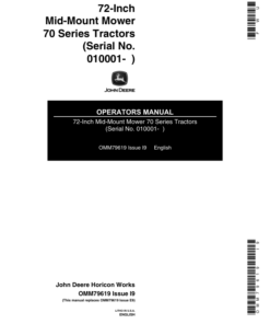 John Deere 72-Inch Mid-Mount Mower for 70 Series Tractors (010001-) Operator's Manual (OMM79619)