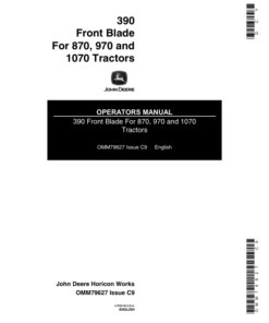 John Deere 390 Front Blade Operator's Manual (OMM79627)