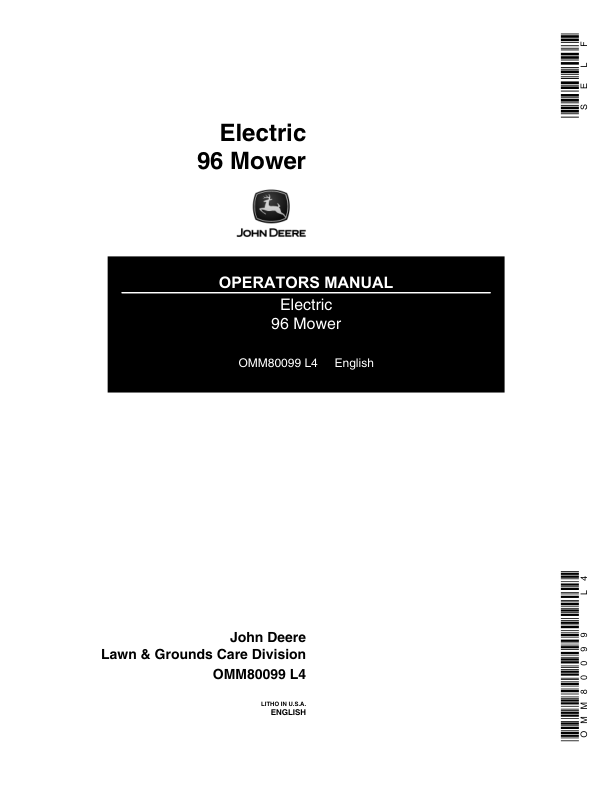 John Deere Electric 96 Mower (030001-) Operator's Manual (OMM80099)