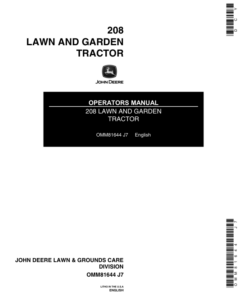 John Deere 208 Lawn & Garden Tractor Operator's Manual (OMM81644)