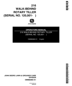 John Deere 216 Walk-Behind Rotary Tiller (120001-) Operator's Manual (OMM82865)