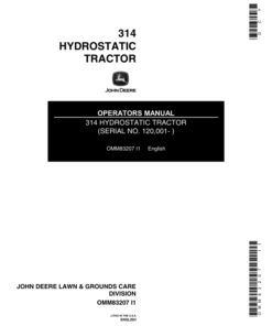 John Deere 314 Lawn & Garden Tractor Operator's Manual (OMM83207)