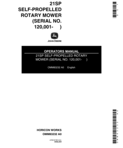 John Deere 21SP Walk-Behind Rotary Mower Operator's Manual (OMM83232)