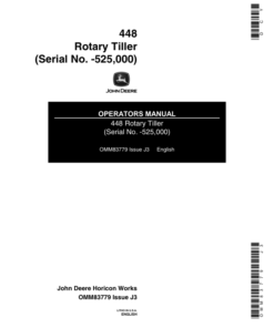 John Deere 448 Rotary Tiller (-525000) Operator's Manual (OMM83779)