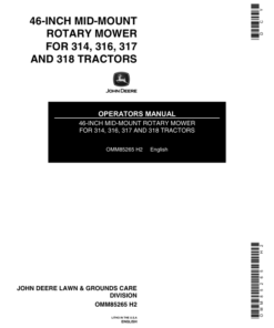 John Deere 46-Inch Mid-Mount Rotary Mower -300 Series Tractors (-525000) Operator's Manual (OMM85265)