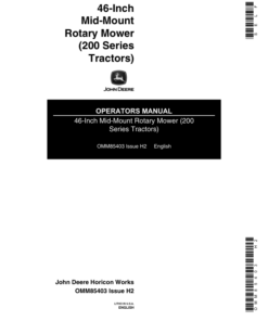John Deere 46-Inch Mid-Mount Rotary Mower (-537000) Operator's Manual (OMM85403)