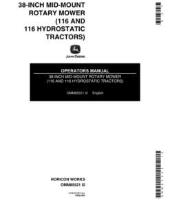John Deere 38-Inch Tractor Mounted Mower Operator's Manual (OMM85521)