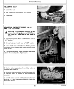 Alternative view of John Deere 108, 111, 111H, 116. 116H Lawn Tractors (285001-) Operator's Manual (OMM86371)