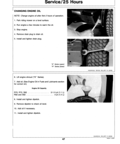 Alternative view of John Deere R70, R72, R92, S82, S92 Riding Mowers Operator's Manual (OMM88160)