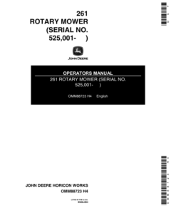 John Deere 261 Rotary Mower Operator's Manual (OMM88723)