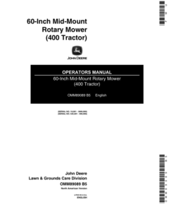 John Deere 60-Inch Rotary Mower for 400 Tractor Operator's Manual (OMM89089)