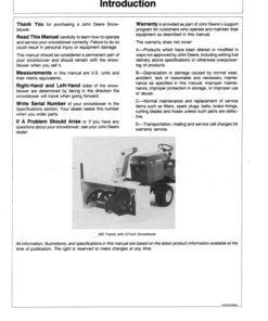 Alternative view of John Deere 47-Inch Snowblower (-100000) Operator's Manual (OMM89507)