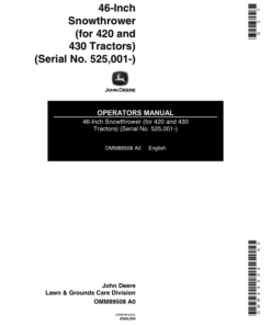 John Deere 46 Inch Snow Thrower (525001-) Operator's Manual (OMM89508)