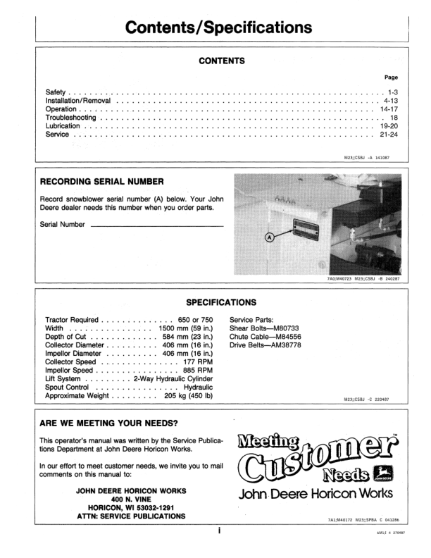 John Deere 359 Snowblower Operator's Manual (OMM89604) - Image 2
