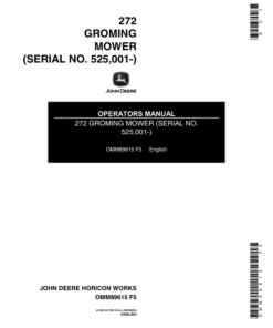 John Deere 272 Grooming Rotary Mower (525001-) Operator's Manual (OMM89615)