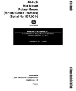 John Deere 46-Inch MM Mower, 200 Series Tractor Operator's Manual (OMM89624)