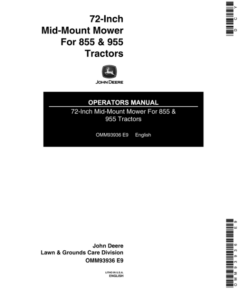 John Deere 72-Inch Mid-Mount Mower - 855 & 955 Tractors Operator's Manual (OMM93936)