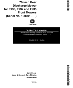 John Deere 76-Inch Rear Discharge Mower (100001-) Operator's Manual (OMM95193)