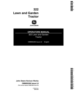 John Deere 322 Lawn & Garden Tractor Operator's Manual (OMM95296)