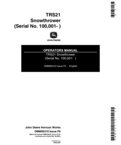 John Deere TRS21 Snowthrower (100001-) Operator's Manual (OMM95310)