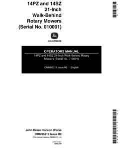 John Deere 14PZ, 14SZ Rotary Mowers (010001-) Operator's Manual (OMM95319)