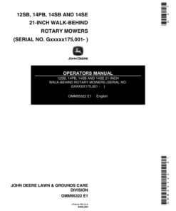 John Deere 12SB, 14PB, 14SB, 14SE Rotary Mowers (175001-) Operator's Manual (OMM95322)