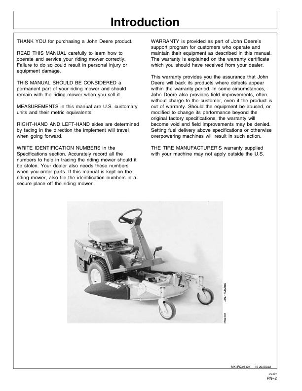 John Deere F510, F525 Front Mowers (100001-) Operator's Manual (OMM96424) - Image 2