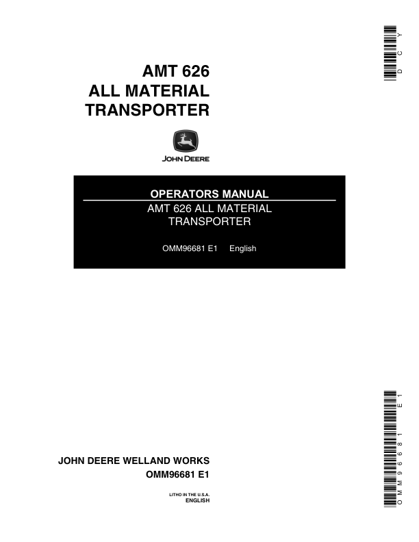John Deere AMT 626 All Material Transporter Operator's Manual (OMM96681)