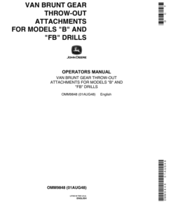 John Deere Van Brunt Gear Throw-Out Attachments Operator's Manual (OMM9848)