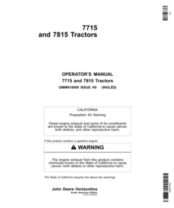 John Deere 7715, 7815 Tractor Operator's Manual (OMMN10009)
